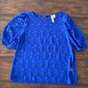 Royal blue blouse sheer meant to worn with tank
